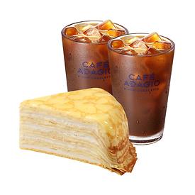 [디저트세트]부드러운 디저트세트(크레이프 케이크(조각)+아이스 아메리카노 2잔)